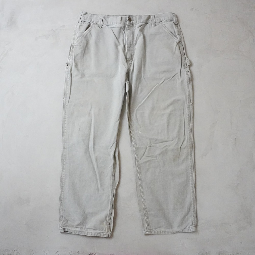 Vintage Carhartt Carpenter Pants 40x30 Mens Tan Duck Canvas Workwear Dungaree